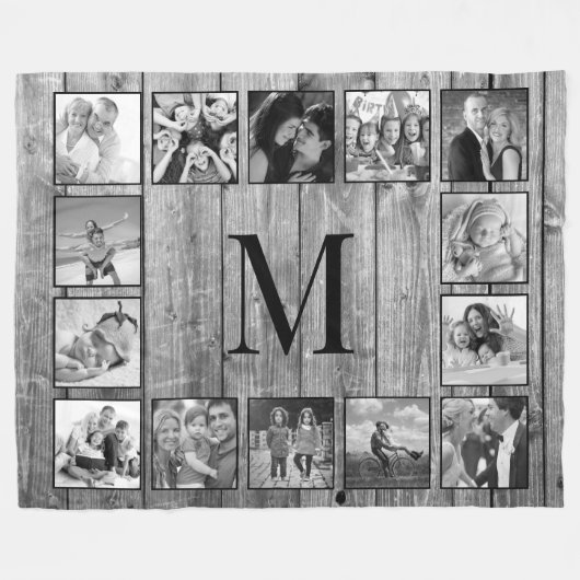 フォトコラージュカスタムファームハウスの素朴作成 フリースブランケット (正面(横))