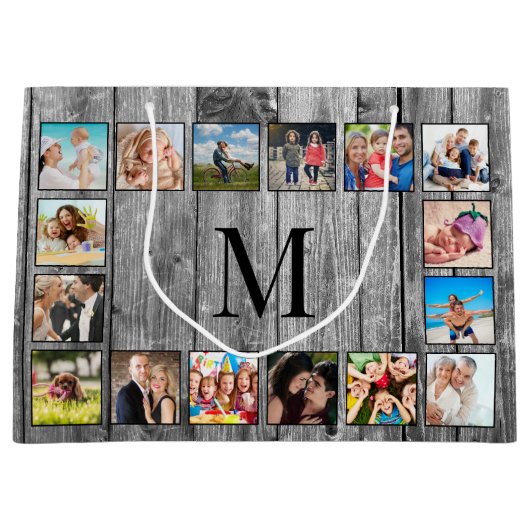 フォトコラージュカスタムファームハウスの素朴作成 ラージペーパーバッグ (正面)