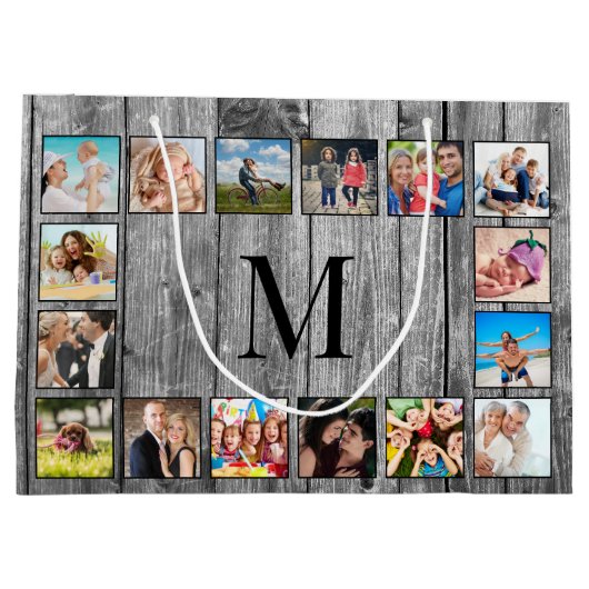 フォトコラージュカスタムファームハウスの素朴作成 ラージペーパーバッグ (裏面)