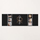 フォトコラージュカスタムブラック金ゴールドモノグラムスクリプト ヨガマット (正面(横))