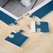 フォトコラージュカスタムモノグラムネイビーブルー ジグソーパズル (側面)