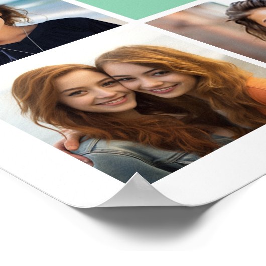 フォトコラージュカスタムモノグラムミントグリーン ポスター (角)