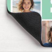 フォトコラージュカスタムモノグラムミントグリーン マウスパッド (コーナー)