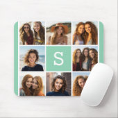 フォトコラージュカスタムモノグラムミントグリーン マウスパッド (マウス)