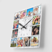 フォトコラージュカスタム大理石を作成エレガントする スクエア壁時計 (傾斜)