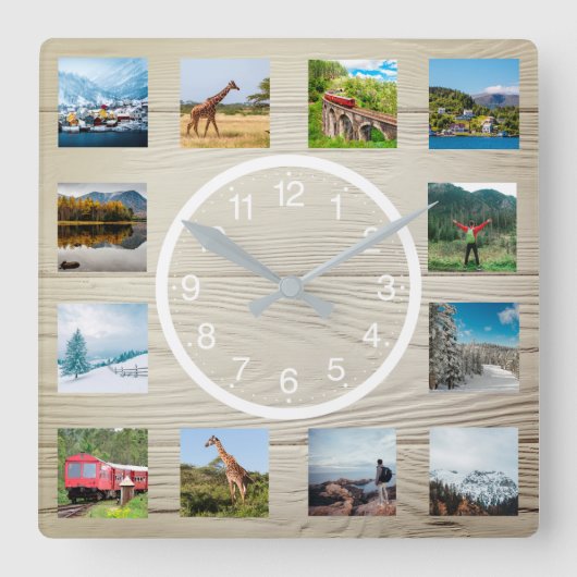 フォトコラージュカスタム自然の素朴作成 スクエア壁時計 (正面)