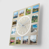 フォトコラージュカスタム自然の素朴作成 スクエア壁時計 (傾斜)