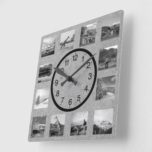 フォトコラージュカスタム自然の素朴作成 スクエア壁時計 (傾斜)