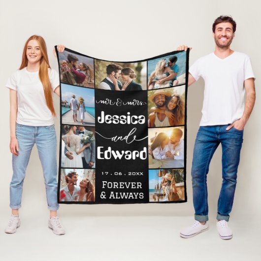 フォトコラージュカップル9写真永遠に フリースブランケット (インサイチュ)