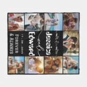 フォトコラージュカップル9写真永遠に フリースブランケット (正面(横))