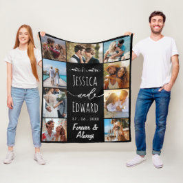 フォトコラージュカップル9写真永遠に フリースブランケット