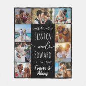 フォトコラージュカップル9写真永遠に フリースブランケット (正面)