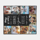 フォトコラージュカップル9写真永遠に フリースブランケット (正面(横))