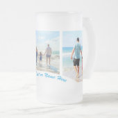 フォトコラージュガラスビアマグとカスタム文字 フロストグラスビールジョッキ (正面右)