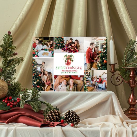 フォトコラージュクリスマスエンジェルファンシータイポグラフィ 招待状