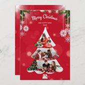 フォトコラージュクリスマスツリーホリデイ招待状 招待状 (正面/裏面)