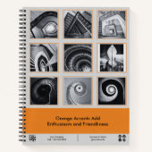 フォトコラージュグレーオレンジスモールビジネス ノートブック (正面)