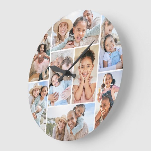 フォトコラージュシンプルのエレガント写真 ラージ壁時計 (傾斜)