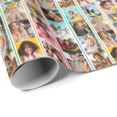 フォトコラージュシンプルのストライプ誕生日 ラッピングペーパー (ロールコーナー)