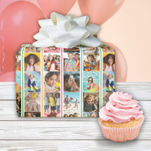 フォトコラージュシンプルのストライプ誕生日