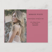 フォトコラージュシンプルピモダンンク卒業 案内ポストカード (裏面)