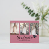 フォトコラージュシンプルピモダンンク卒業 案内ポストカード (スタンド正面)