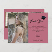 フォトコラージュシンプルピンク卒業ありがとう 案内ポストカード (正面/裏面)