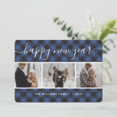 フォトコラージュシンプルブルーハッピーニューイヤーカード シーズンカード (スタンド正面)