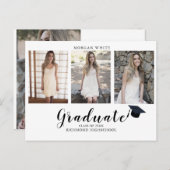 フォトコラージュシンプル卒モダン業  案内ポストカード (正面/裏面)