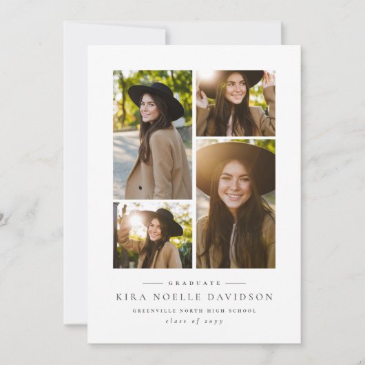 フォトコラージュシンプル卒業式パーティー 招待状 (正面)