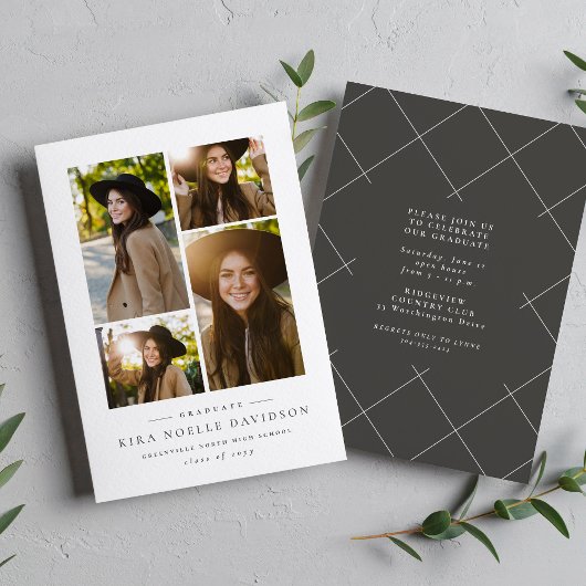 フォトコラージュシンプル卒業式パーティー 招待状