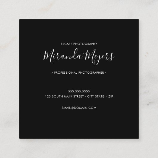 フォトコラージュスクリプトプロフェッショナル写真家 スクエア名刺 (裏面)