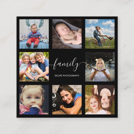 フォトコラージュスクリプトプロフェッショナル写真家 スクエア名刺 (正面)