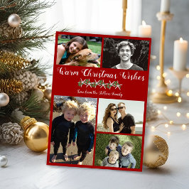 フォトコラージュスターフィッシュクリスマスフラットカード シーズンカード