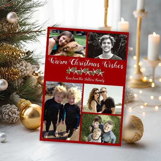 フォトコラージュスターフィッシュクリスマスフラットカード シーズンカード