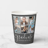 フォトコラージュダークグレー卒業パーティー 紙コップ (裏面)