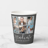 フォトコラージュダークグレー卒業パーティー 紙コップ (正面)