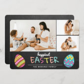 フォトコラージュチャルクボードパステルハッピストイースター  シーズンカード (正面/裏面)