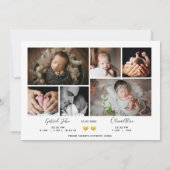 フォトコラージュツーオーバーレイ賛美ツイン誕生 案内状 (裏面)