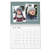 フォトコラージュティール（緑がかった色）ファミリースクラップブック カレンダー (1月 2026)