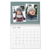 フォトコラージュティール（緑がかった色）ファミリースクラップブック カレンダー (1月 2023)
