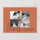 フォトコラージュテラコッタエレガントな結婚式ありがとう ポストカード (正面)
