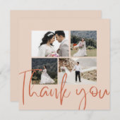 フォトコラージュテラコッタ結婚のサンキューカード 招待状 (正面/裏面)