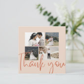 フォトコラージュテラコッタ結婚のサンキューカード 招待状 (スタンド正面)