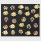 フォトコラージュテンプレート50th birthday party ラッピングペーパー (フラット)