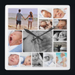 フォトコラージュテンプレート スクエア壁時計<br><div class="desc">写真コラージュテンプレートデザイン..単に独自の写真をこの壁時計に追加素晴らし..簡単をパーソナライズする…リサオからカスタマイズ可能な写真テンプレート時計</div>