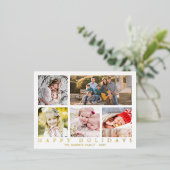 フォトコラージュハッピーホリデーシンプルズ実在Classy 箔シーズンポストカード (立ち正面)