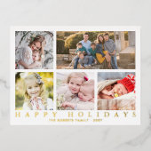 フォトコラージュハッピーホリデーシンプルズ実在Classy 箔シーズンポストカード (正面)
