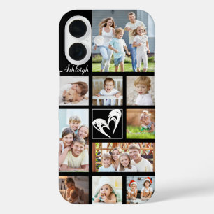 フォトコラージュハートラブネームカスタムの色 iPhone 16ケース