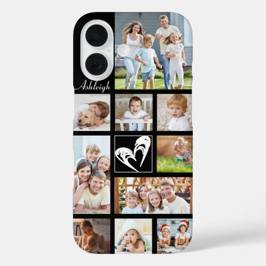 フォトコラージュハートラブネームカスタムの色 Case-Mate iPhoneケース (裏面)